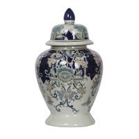 16 Inch Blue and White Floral Urn