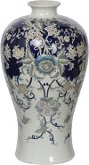 24 Inch Blue and White Floral Vase