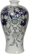 24 Inch Blue and White Floral Vase