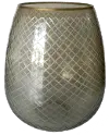 12 Inch Brown Lattice Etched Vase