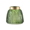 5 Inch Green Etched Leaf Glass Vase