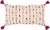 Natural and Red Cotton Throw Pillow with Tassels