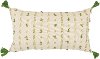 Natural and Green Cotton Throw Pillow with Tassels