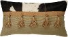 Brown, White and Tan Leather and Cotton Throw Pillow