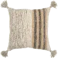 Tan and Light Brown Wool and Cotton Throw Pillow