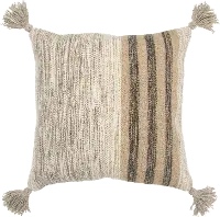 Tan and Light Brown Wool and Cotton Throw Pillow