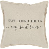 My Soul Loves Natural Beige Cotton Throw Pillow