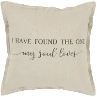 My Soul Loves Natural Beige Cotton Throw Pillow