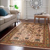 5 x 8 Medium Keralam Cream and Red Area Rug - Spice Market-2
