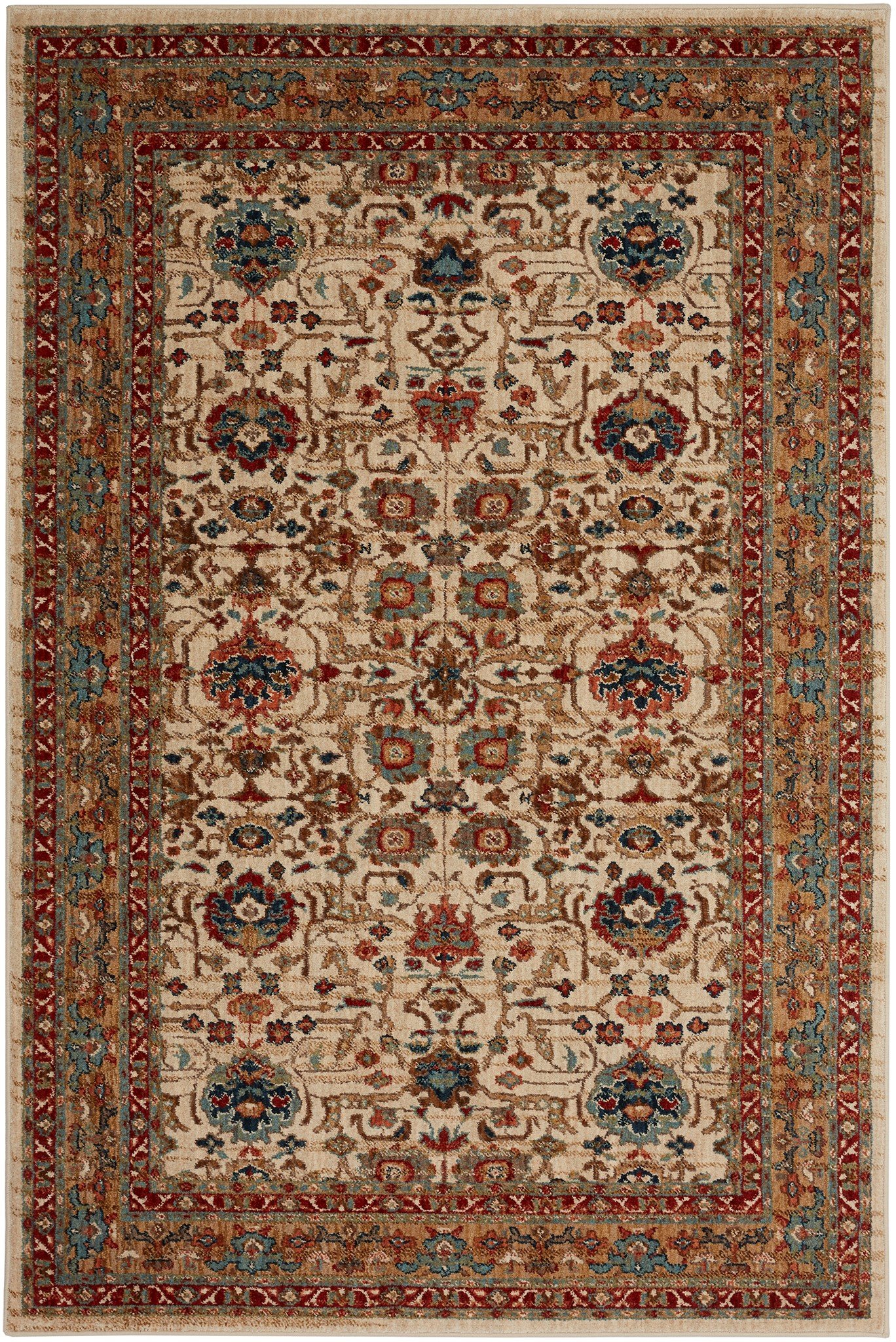 90936-70038 8 x 11 Large Keralam Cream and Red Area Rug - Spice Market-1