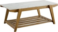 Honey Brown Top Coffee Table with White Marble Top - Celeste-2