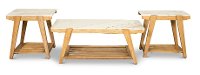 Honey Brown Top Coffee Table with White Marble Top - Celeste-3