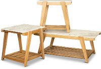 Honey Brown Top Coffee Table with White Marble Top - Celeste-4