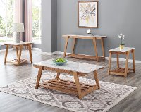 Honey Brown Top Coffee Table with White Marble Top - Celeste-5