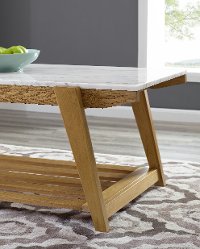 Honey Brown Top Coffee Table with White Marble Top - Celeste-6