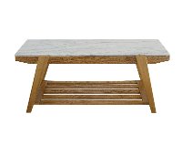 Honey Brown Top Coffee Table with White Marble Top - Celeste-7