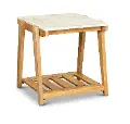 Honey End Table with White Marble Top - Celeste