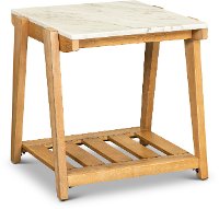 Honey End Table with White Marble Top - Celeste