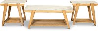 Honey Chairside Table with White Marble Top - Celeste-3