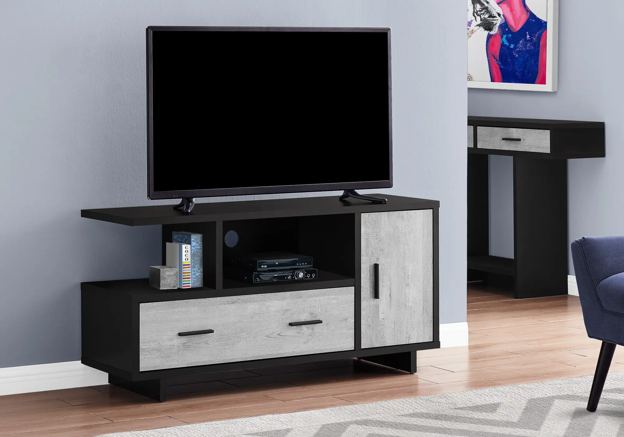Modern Black and Gray TV Stand-1