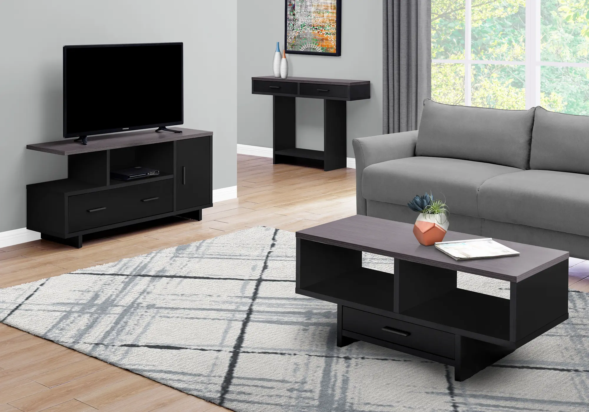 Modern Black and Gray Coffee Table with Storage - Faye-3