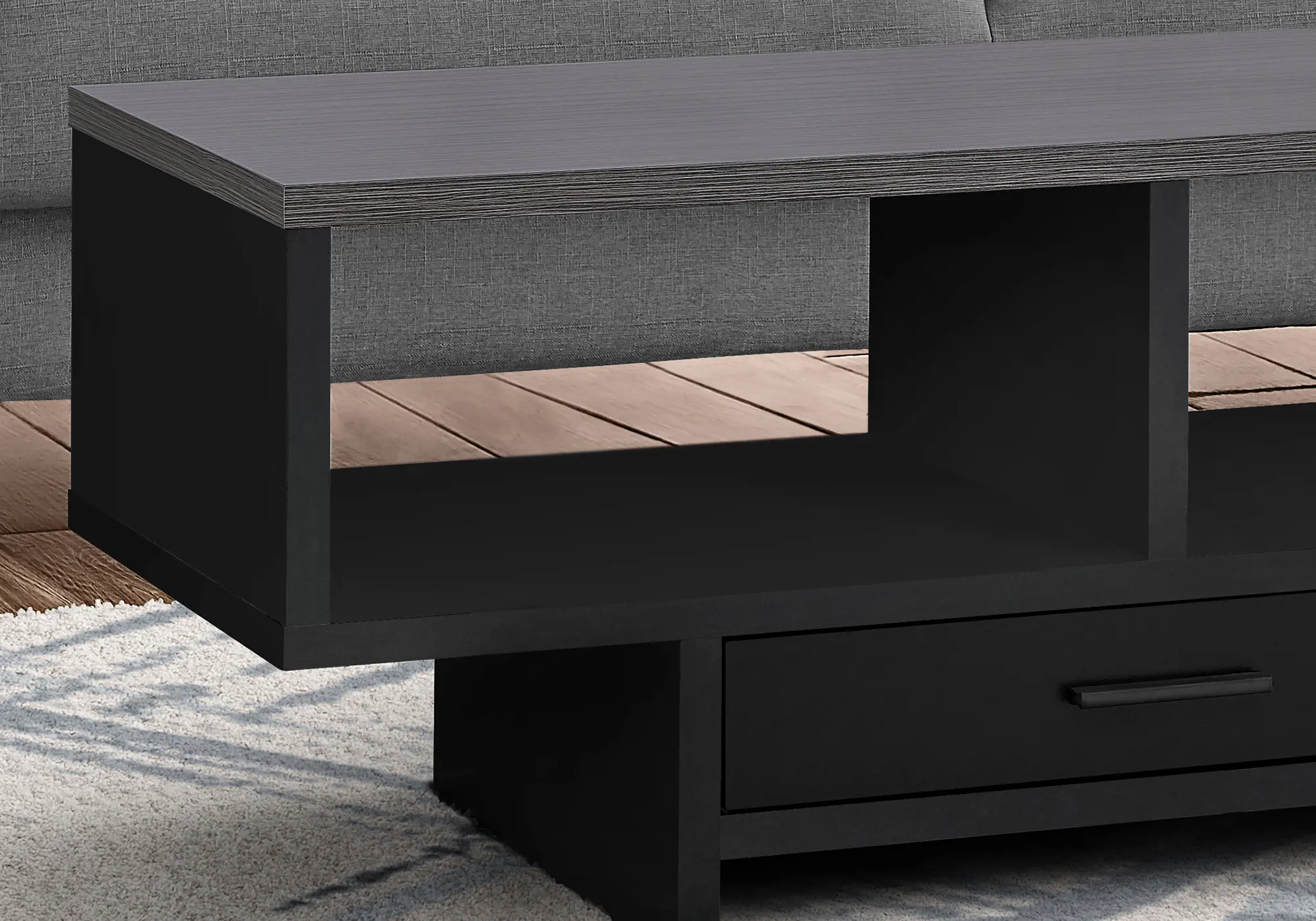 Modern Black and Gray Coffee Table with Storage - Faye-4