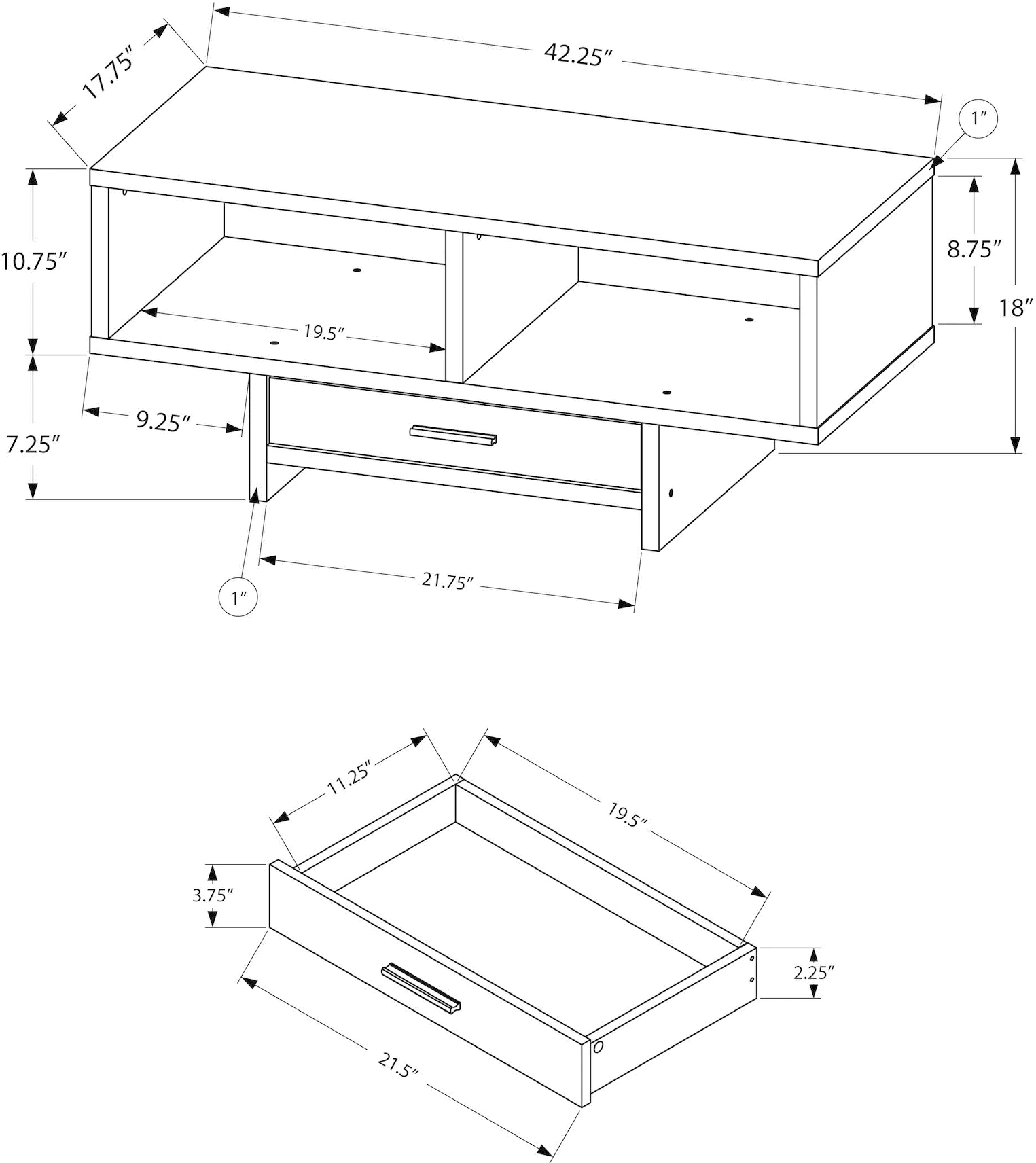 Modern Black and Gray Coffee Table with Storage - Faye-6