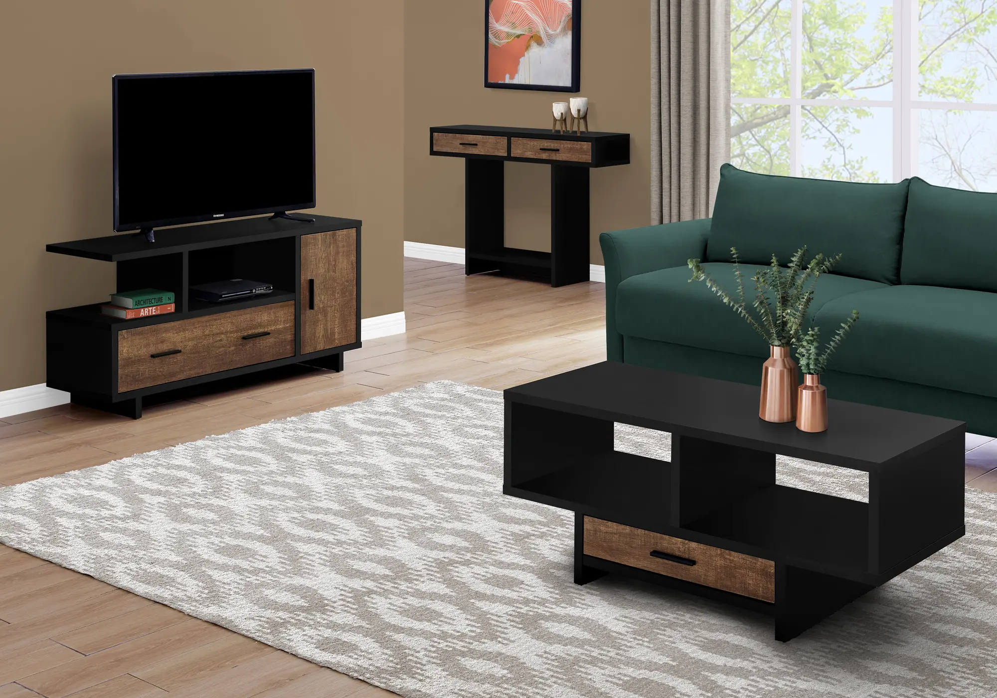 Black and Brown Coffee Table with Storage - Faye-3