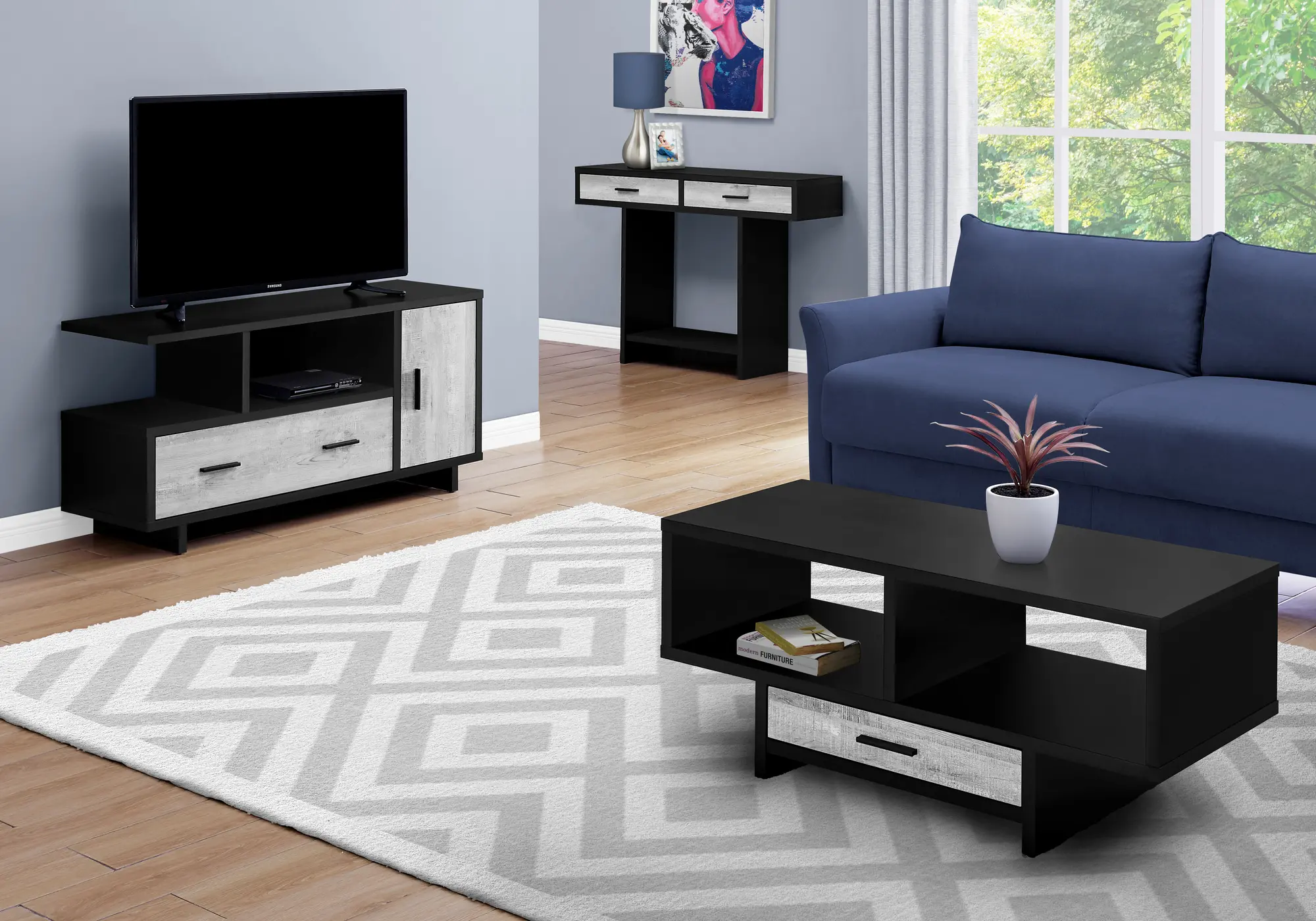 Modern Black and Gray Coffee Table - Faye-3