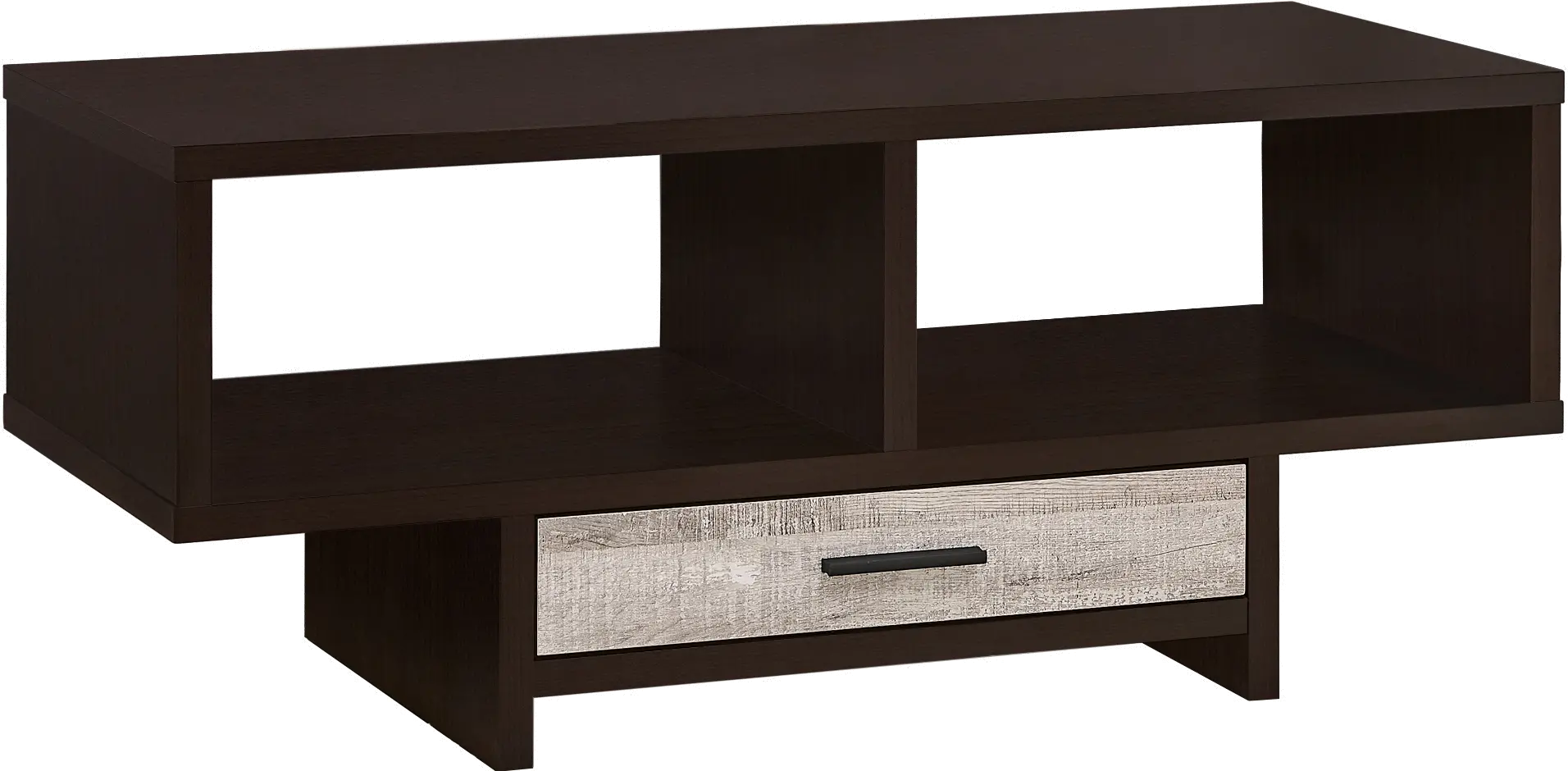 Cappuccino and Taupe Coffee Table with Storage-4