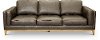 Mid Century Modern Storm Gray Leather Sofa - Shanna
