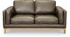 Mid Century Modern Storm Gray Leather Loveseat - Shanna