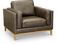Mid Century Modern Storm Gray Leather Chair - Shanna