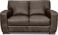 Contemporary Brown Leather Loveseat - Dakota