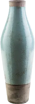 19 Inch Sage Green and Dark Brown Ceramic Vase