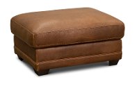 Contemporary Brown Leather Ottoman - Panama