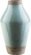LCL600-S 14 Inch Sage Green and Dark Brown Ceramic Vase