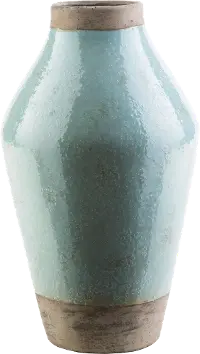 LCL600-S 14 Inch Sage Green and Dark Brown Ceramic Vase