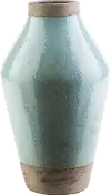 Clearance 14 Inch Sage Green and Dark Brown Ceramic Vase