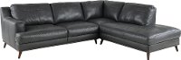 Gray Leather 2 Piece Sectional Sofa with RAF Chaise - Caruso