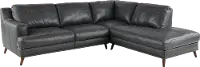 Gray Leather 2 Piece Sectional Sofa with RAF Chaise - Caruso