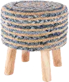 CBI-001 Blue Denim and Natural Jute Wooden Stool