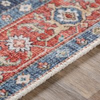 AML2311-5373 5 x 7 Medium Traditional Teal and Blush Area Rug - Amelie-2