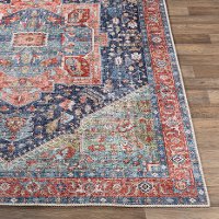 AML2311-5373 5 x 7 Medium Traditional Teal and Blush Area Rug - Amelie-3