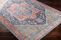 AML2311-5373 5 x 7 Medium Traditional Teal and Blush Area Rug - Amelie-5