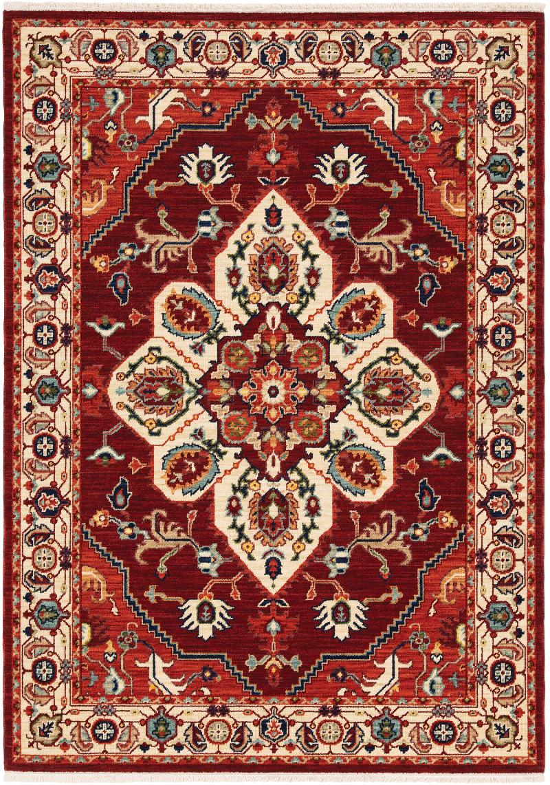 5 X 8 Medium Red And Ivory Area Rug, 5 X 8 Rugs