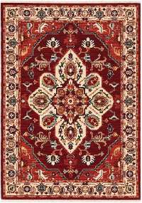 8 x 10 Large Red and Ivory Area Rug - Lilihan