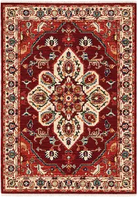 8 x 10 Large Red and Ivory Area Rug - Lilihan