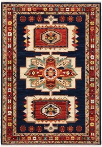 5 x 8 Medium Blue and Red Area Rug - Lilihan
