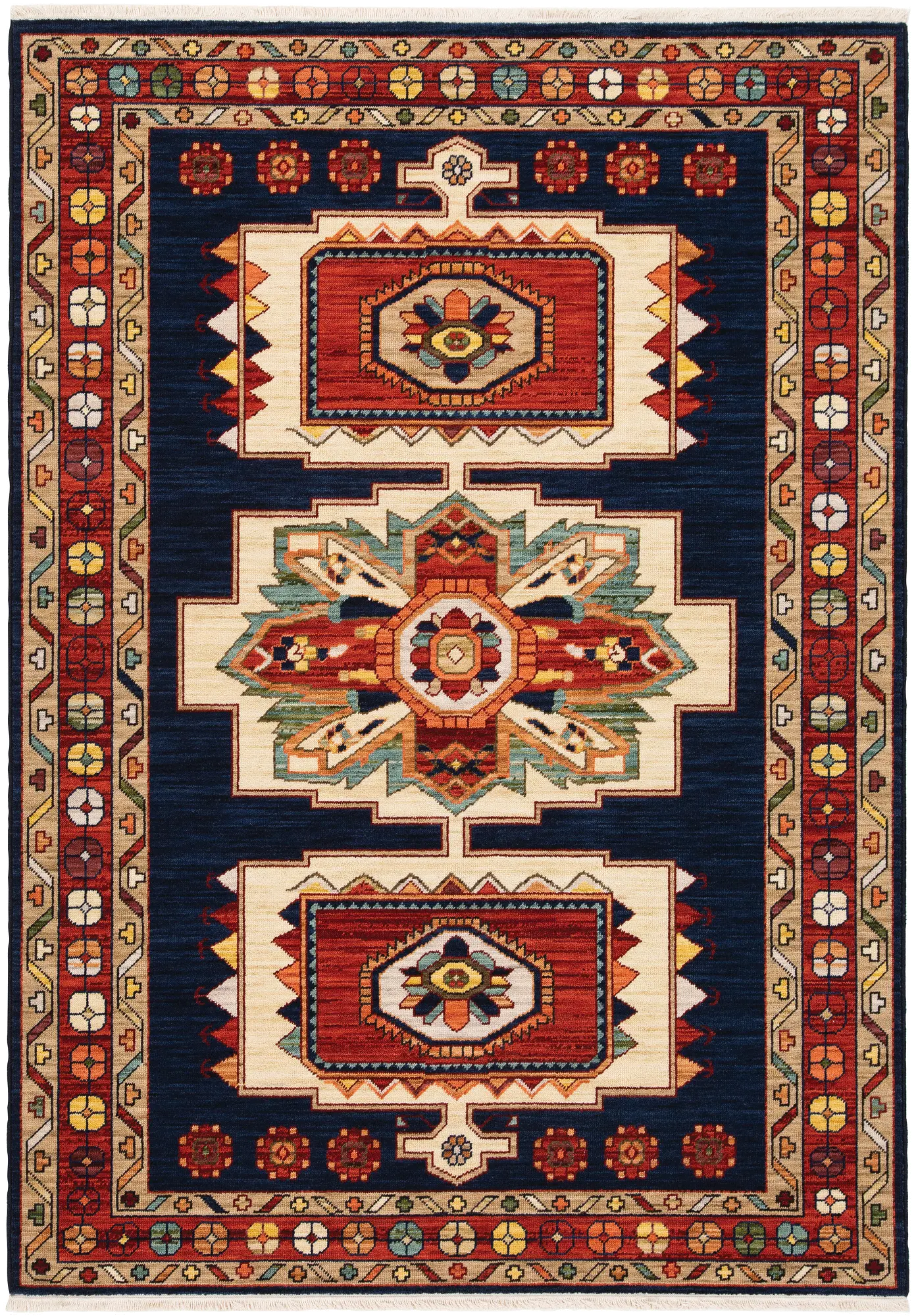 Lilihan 5 x 8 Blue and Red Area Rug-1